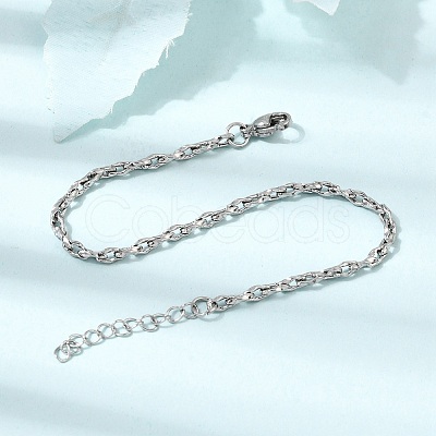 3MM 304 Stainless Steel Twisted Oval Link Chain Bracelets for Man and Women SA-CBAB767-17A-P-1