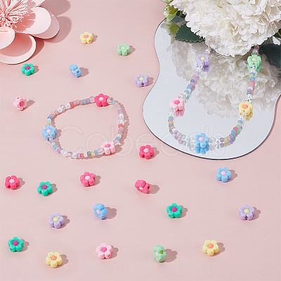 300Pcs Two Tone Opaque Acrylic Beads SACR-UN0001-06-1