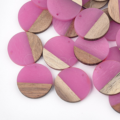 Resin & Walnut Wood Pendants RESI-S358-02B-05-1