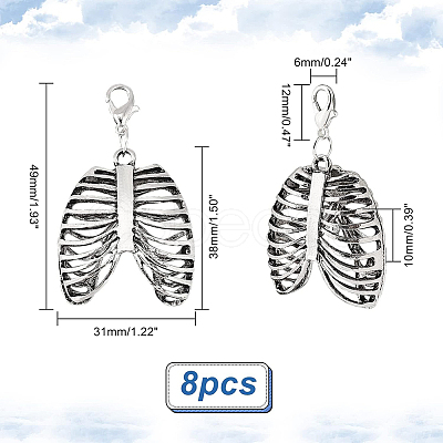 Alloy Rib Skeleton Pendants Decoration HJEW-PH01451-1