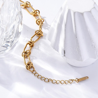 667 Stainless Steel(Grade 201 Equivalent) Paperclip Chain Bracelets for Women BJEW-P347-03G-1