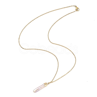 Electroplated Natural Keshi Pearl Pendant Necklaces NJEW-JN05604-01-1