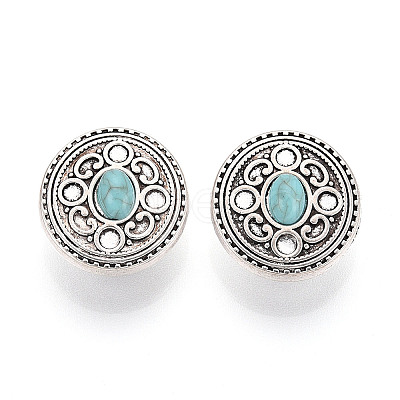 Zinc Metal Alloy & Natural Turquoise Buttons BUTT-WH0057-001A-AS-1
