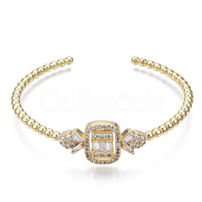 Sparkle Cubic Zirconia Ball Beaded Cuff Bangle for Her BJEW-N012-004-NF-1