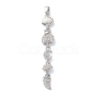 Brass Micro Pave Clear Cubic Zirconia Pendants KK-D101-01A-P-1