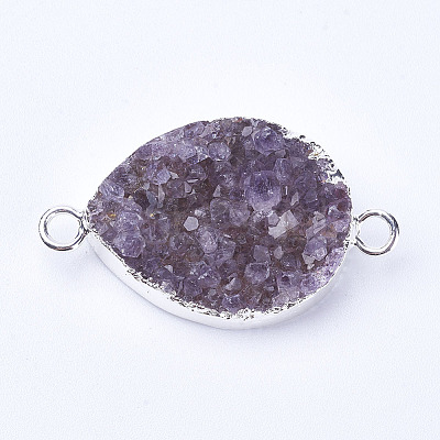 Natural Druzy Quartz Crystal Links connectors G-P252-04-1