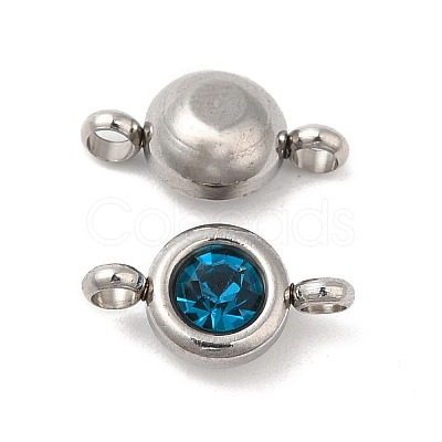 304 Stainless Steel Single Rhinestone Connector Charms STAS-E194-13P-02-1