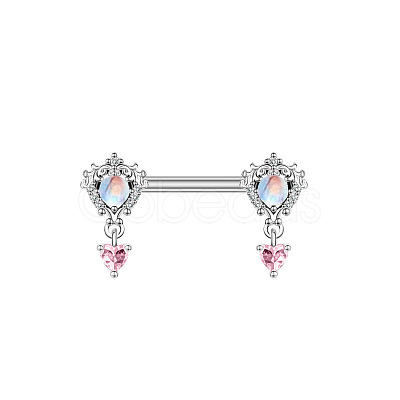 316L Surgical Stainless Steel Pave Cubic Zirconia Nipple Rings WG68FB4-02-1