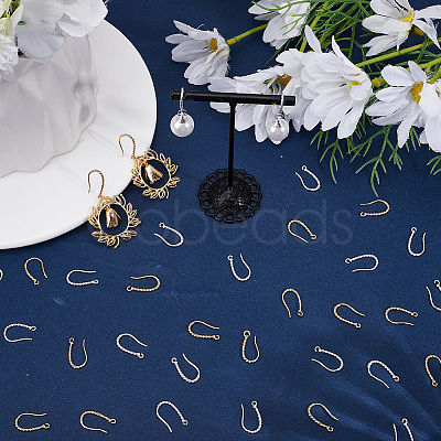 40Pcs 2 Colors Brass Ear Wire KK-BBC0024-15-1