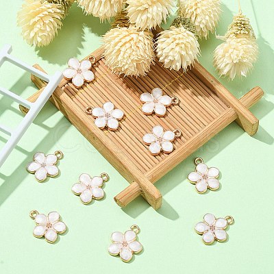10Pcs Light Gold Plated Alloy Enamel Pendants ENAM-YW0002-15B-1