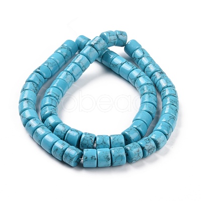 Synthetic Turquoise Column Bead Strands G-E266-04B-1