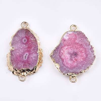 Electroplate Natural Druzy Agate Links connectors LS-G-T112-07E-1