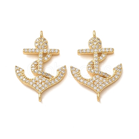 Brass Micro Pave Clear Cubic Zirconia Connector Charms CU-CBA4579-17G-1