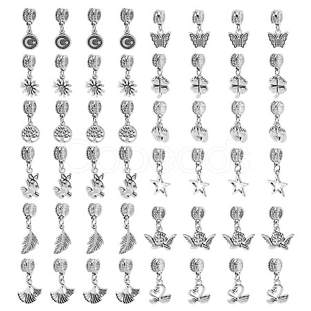 48Pcs 12 Styles Brass European Dangle Charms KK-HY0004-07-1