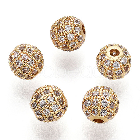 Rack Plating Brass Cubic Zirconia Beads ZIRC-S001-6mm-A02-1