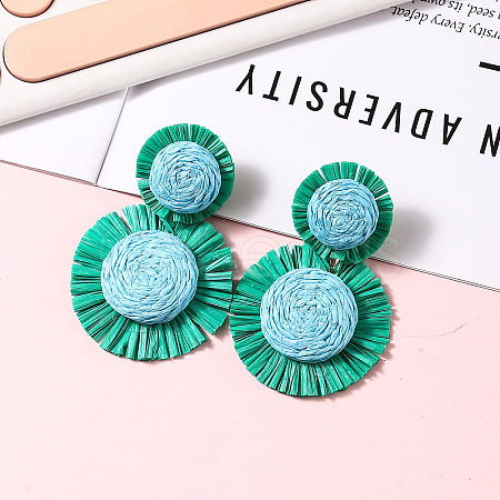 Bohemian Style Raffia Dangle Stud Earrings FS-WGA49F5-05-1