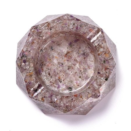 Resin with Natural Other Quartz Chip Stones Ashtray DJEW-F015-07D-1