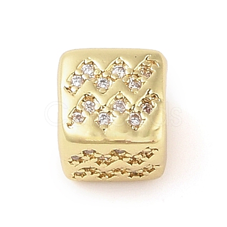 Brass Micro Pave Clear Cubic Zirconia European Beads KK-K368-01G-11-1