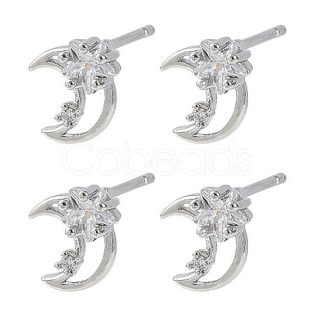 SHEGRACE Brass Micro Pave Cubic Zirconia Stud Earrings XGRQ4N495-709P-1