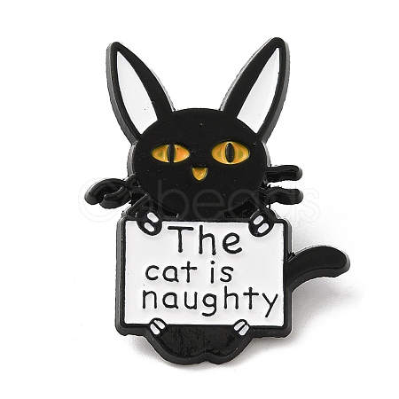 Cat with Word Enamel Pins JEWB-G023-03B-1