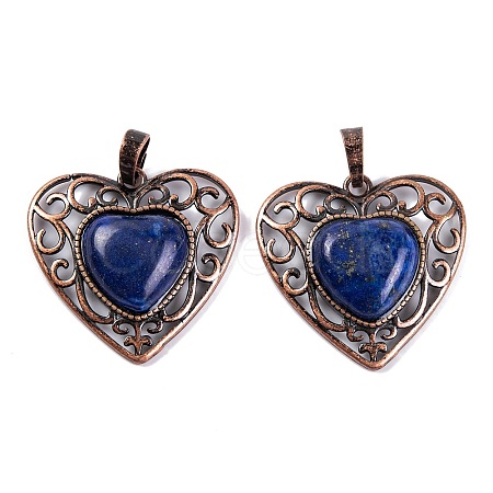 Natural Lapis Lazuli Dyed Peach Love Heart Pendants G-G158-01-16-1