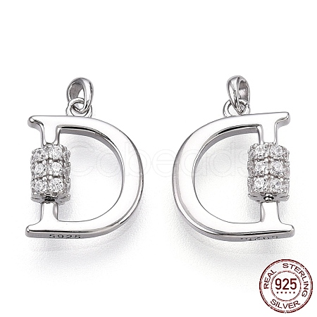 Rhodium Plated 925 Sterling Silver Micro Pave Cubic Zirconia Charms STER-T004-12P-1