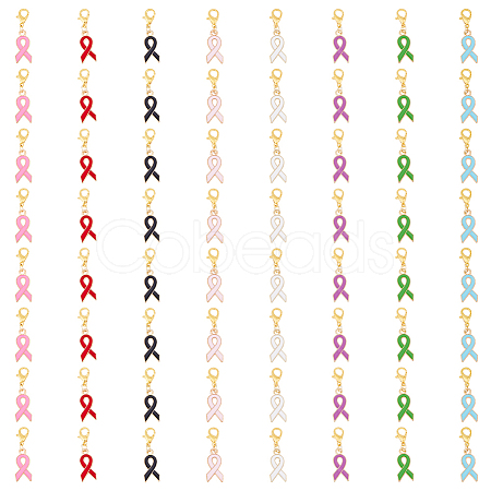 SUPERFINDINGS 8 Sets Awareness Ribbon Alloy Enamel Pendant Decorations HJEW-FH0001-42-1