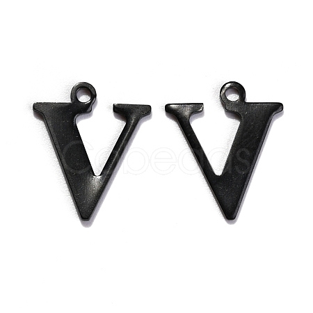 304 Stainless Steel Alphabet Charms STAS-H122-V-EB-1