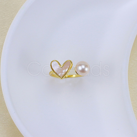 Natural Freshwater Pearl with Natural Shell Cuff Rings WGACE42-13-1