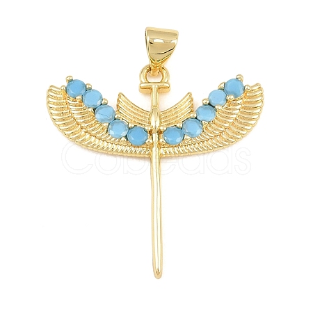 Brass Micro Pave Sky Blue Cubic Zirconia Pendants CU-CBA4A93-01A-G-1