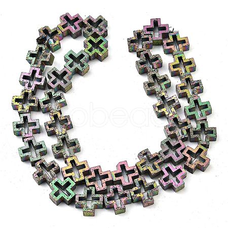 Electroplated Natural Lava Rock Beads Strands G-K388-02B-1