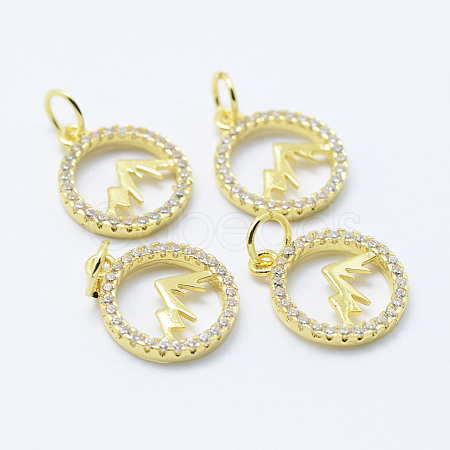 Brass Micro Pave Cubic Zirconia Pendants KK-P133-12G-NR-1
