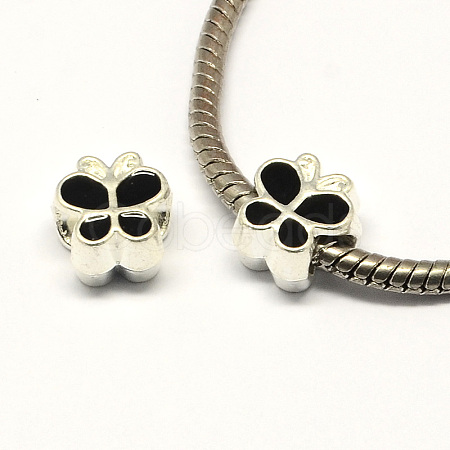 Alloy Enamel Butterfly Large Hole European Beads MPDL-R036-47B-1