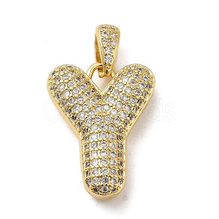 Brass Micro Pave Cubic Zirconia Pendants KK-E061-03G-25-1
