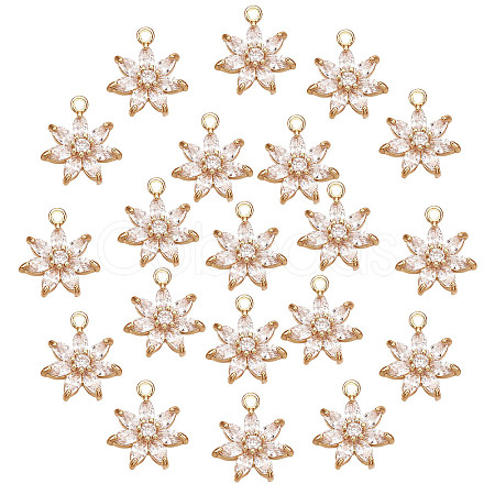 Brass Micro Pave Clear Cubic Zirconia Pendants KK-NB0001-19-1