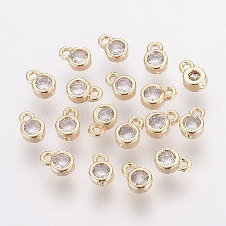 Brass Clear Cubic Zirconia Charms X-ZIRC-P068-01G-1