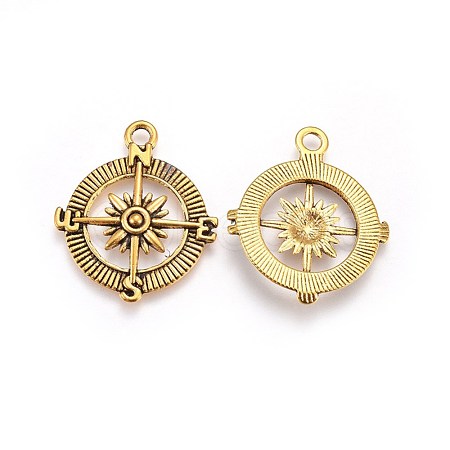 Tibetan Style Alloy Compass Pendants TIBEP-S272-AG-LF-1