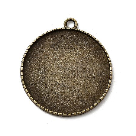 Tibetan Alloy Carved Leaf Pendant Cabochon Bezel Settings TIBEP-M018-86AB-NF-1