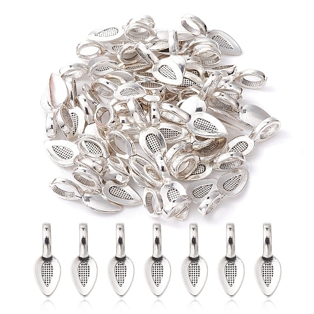 Tibetan Style Alloy Glue-on Flat Pad Bails for Pendants Making TIBEP-YW0001-50-1