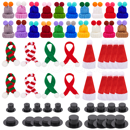 Christmas Theme Plastic Doll Hat & Cloth Scarf Sets DIY-NB0012-65-1