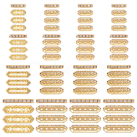 120Pcs 4 Styles Alloy Crystal Rhinestone Spacer Bars FIND-ME0004-07G-1