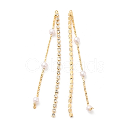 Brass Rhinestone Tassel Big Pendants KK-F860-38G-1
