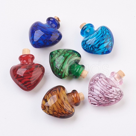 Handmade Lampwork Perfume Bottle Pendants LAMP-P044-F-1