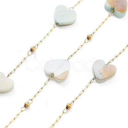 Handmade Heart Natural Shell Beaded Chains CHS-P019-05G-1