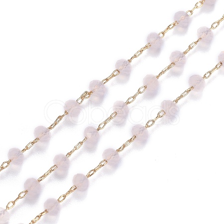 Brass Handmade Faceted Glass Beaded Chains CHC-F012-03A-1