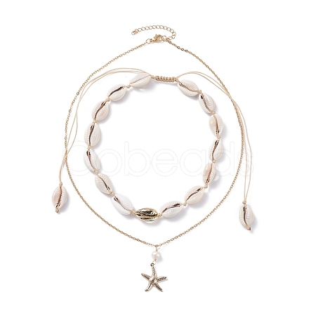 Starfish Pendant Neckelaces for Girl Women NJEW-JN03744-1