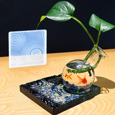 DIY Square Ripple Effect Display Base Silicone Molds DIY-C055-02-1