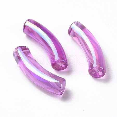 UV Plating Transparent Rainbow Iridescent Acrylic Beads OACR-A016-01I-1