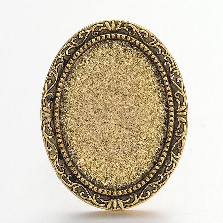 Vintage Adjustable Iron Finger Ring Components Alloy Cabochon Bezel Settings PALLOY-Q300-04AG-NR-1