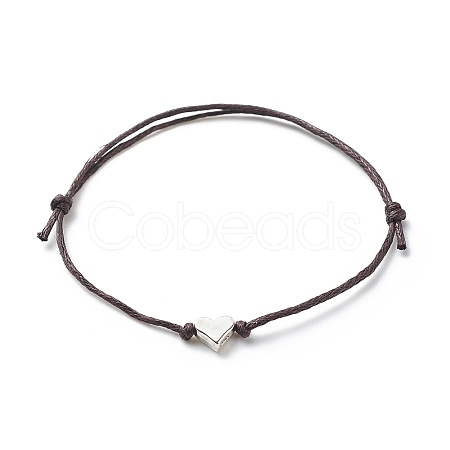 Alloy Heart Beaded Cord Bracelet BJEW-PH01485-01-1